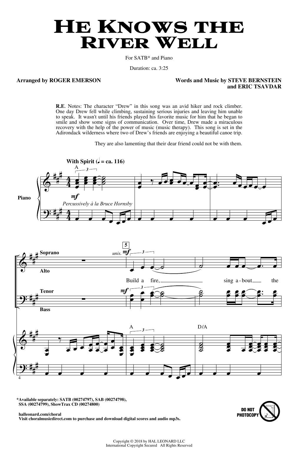 Roger Emerson He Knows The River Well Sheet Music Notes & Chords for SAB - Download or Print PDF