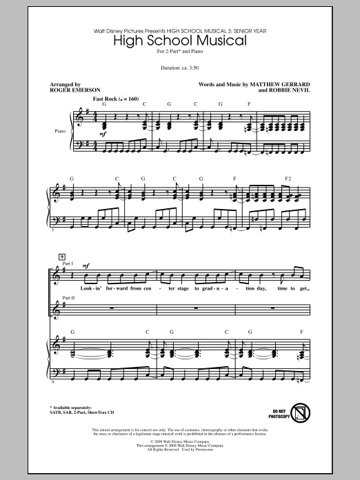 Roger Emerson High School Musical Sheet Music Notes & Chords for SAB - Download or Print PDF