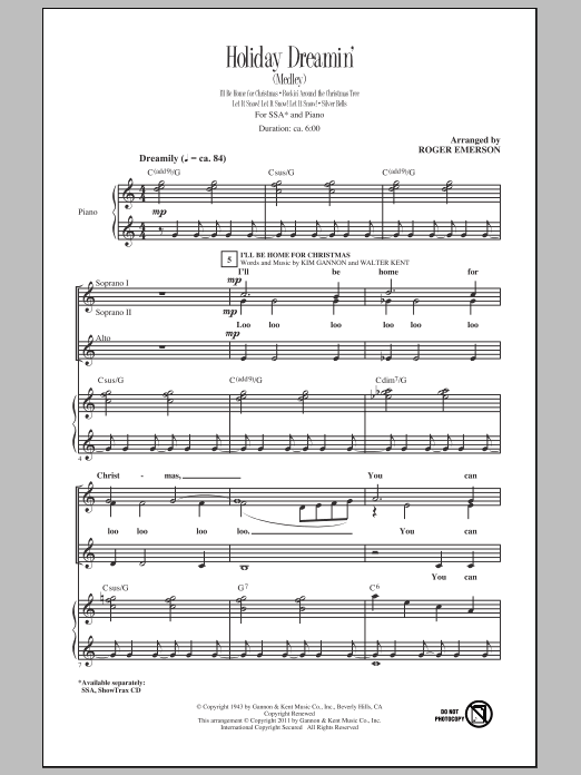 Roger Emerson Holiday Dreamin' Sheet Music Notes & Chords for SSA - Download or Print PDF