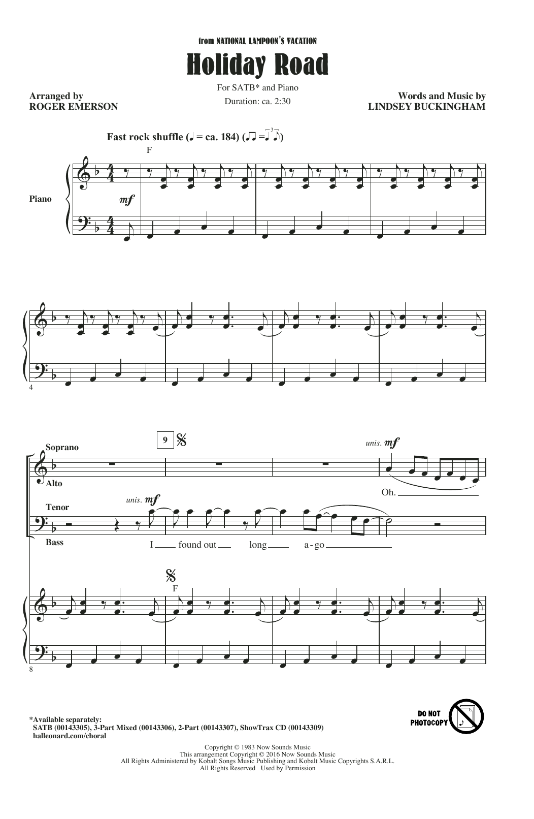 Roger Emerson Holiday Road Sheet Music Notes & Chords for 2-Part Choir - Download or Print PDF