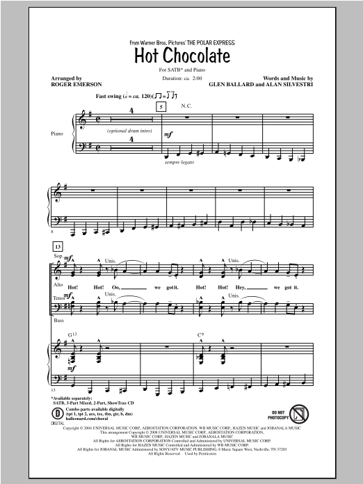 Roger Emerson Hot Chocolate (from Polar Express) Sheet Music Notes & Chords for 3-Part Mixed - Download or Print PDF