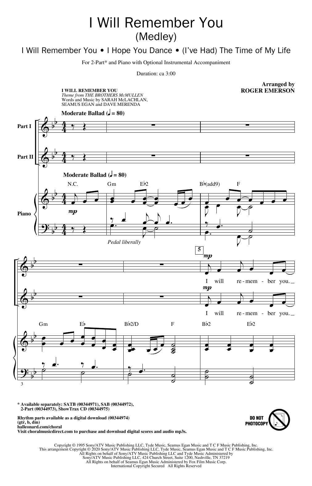 Roger Emerson I Will Remember You (Medley) Sheet Music Notes & Chords for SATB Choir - Download or Print PDF