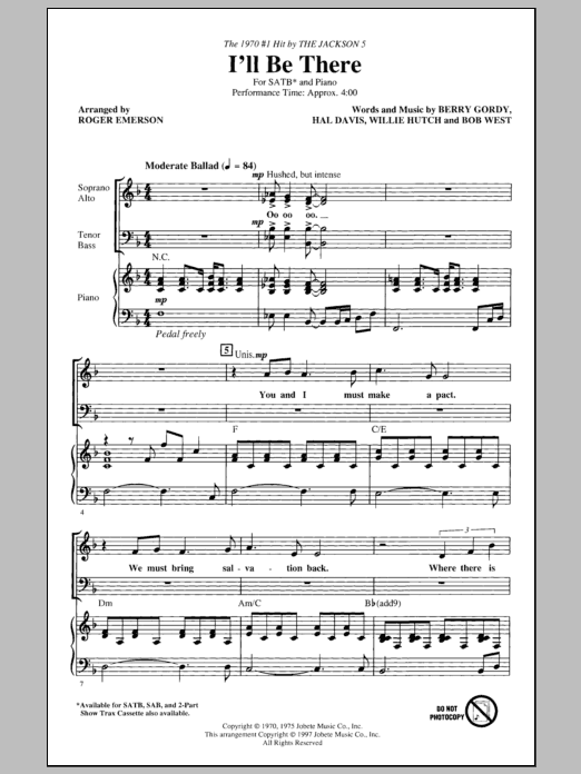 Roger Emerson I'll Be There Sheet Music Notes & Chords for SAB - Download or Print PDF