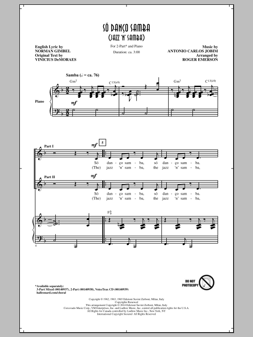 Roger Emerson Jazz 'N' Samba Sheet Music Notes & Chords for 2-Part Choir - Download or Print PDF
