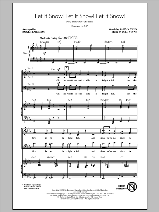 Roger Emerson Let It Snow! Let It Snow! Let It Snow! Sheet Music Notes & Chords for 3-Part Mixed - Download or Print PDF