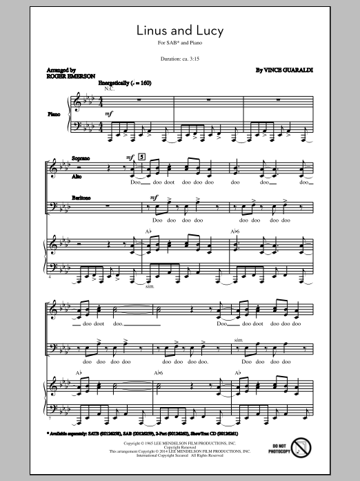 Vince Guaraldi Linus And Lucy (arr. Roger Emerson) Sheet Music Notes & Chords for 2-Part Choir - Download or Print PDF