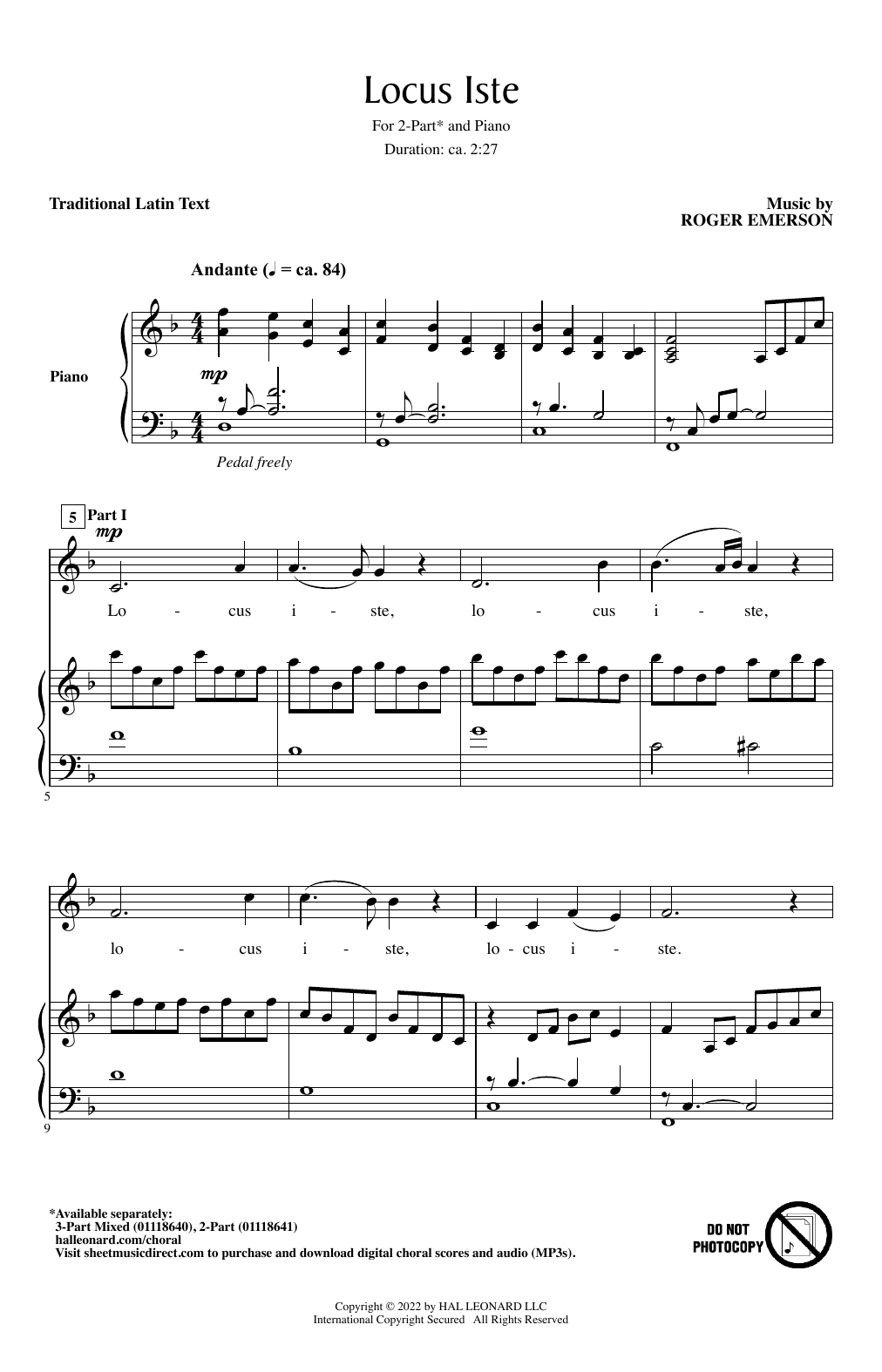Roger Emerson Locus Iste Sheet Music Notes & Chords for 3-Part Mixed Choir - Download or Print PDF