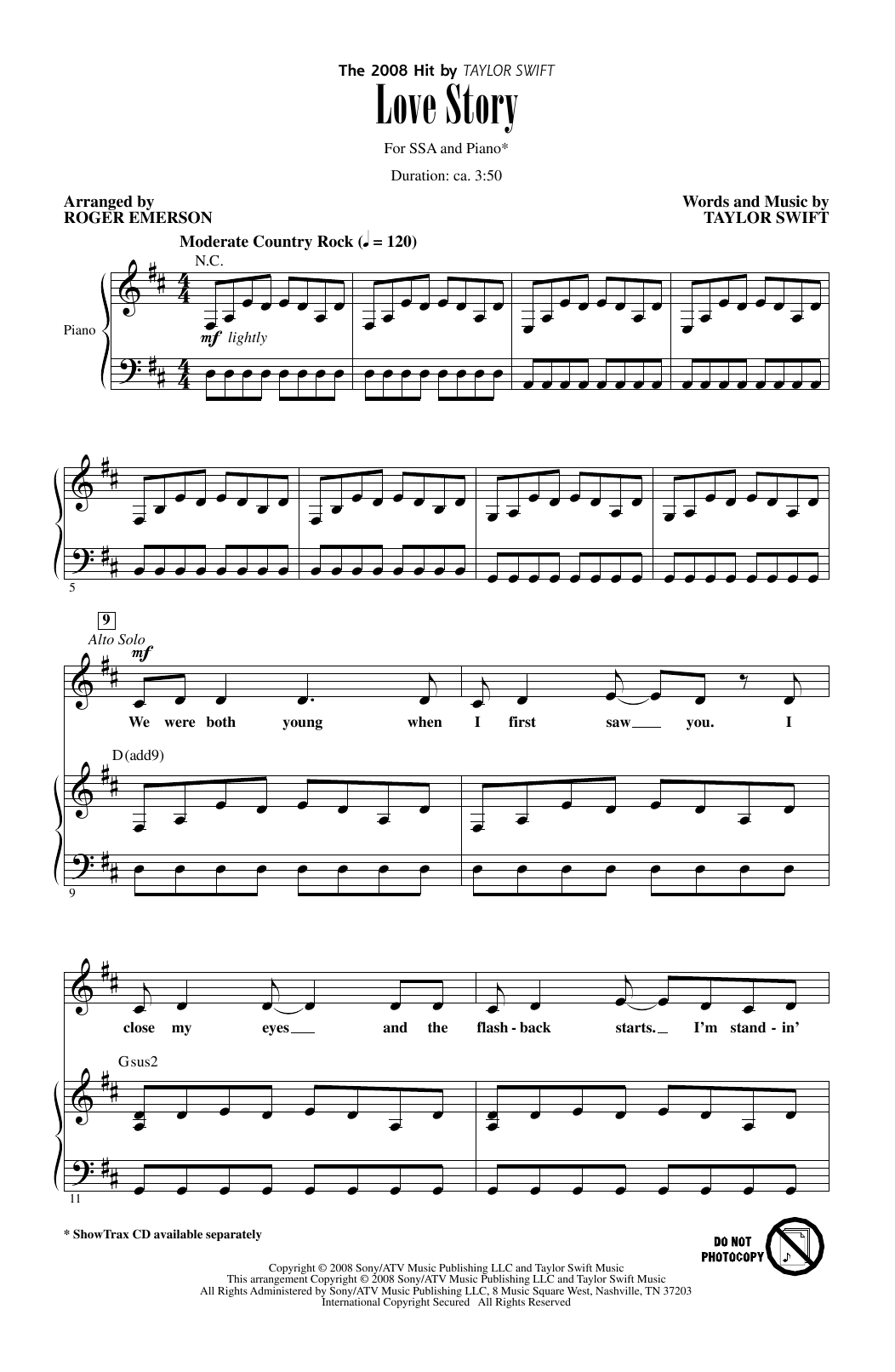 Roger Emerson Love Story Sheet Music Notes & Chords for SSA - Download or Print PDF