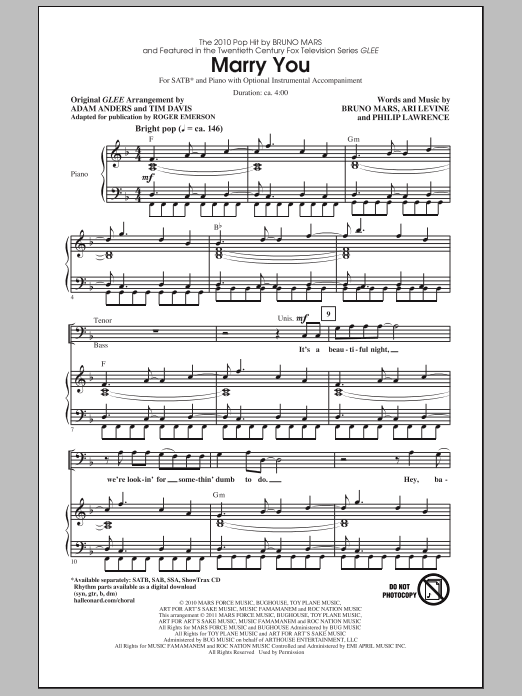 Roger Emerson Marry You Sheet Music Notes & Chords for SAB - Download or Print PDF