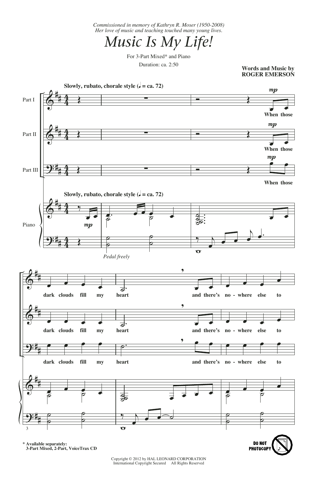 Roger Emerson Music Is My Life! Sheet Music Notes & Chords for 2-Part Choir - Download or Print PDF