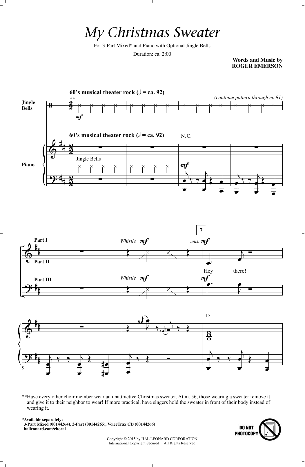 Roger Emerson My Christmas Sweater Sheet Music Notes & Chords for 2-Part Choir - Download or Print PDF