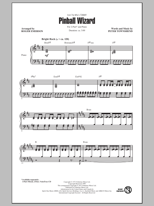 Elton John Pinball Wizard (arr. Roger Emerson) Sheet Music Notes & Chords for 3-Part Mixed - Download or Print PDF