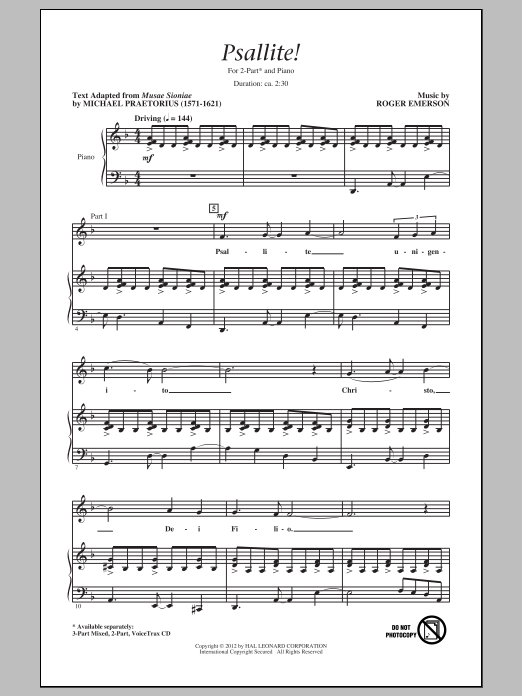 Roger Emerson Psallite! Sheet Music Notes & Chords for 3-Part Mixed - Download or Print PDF