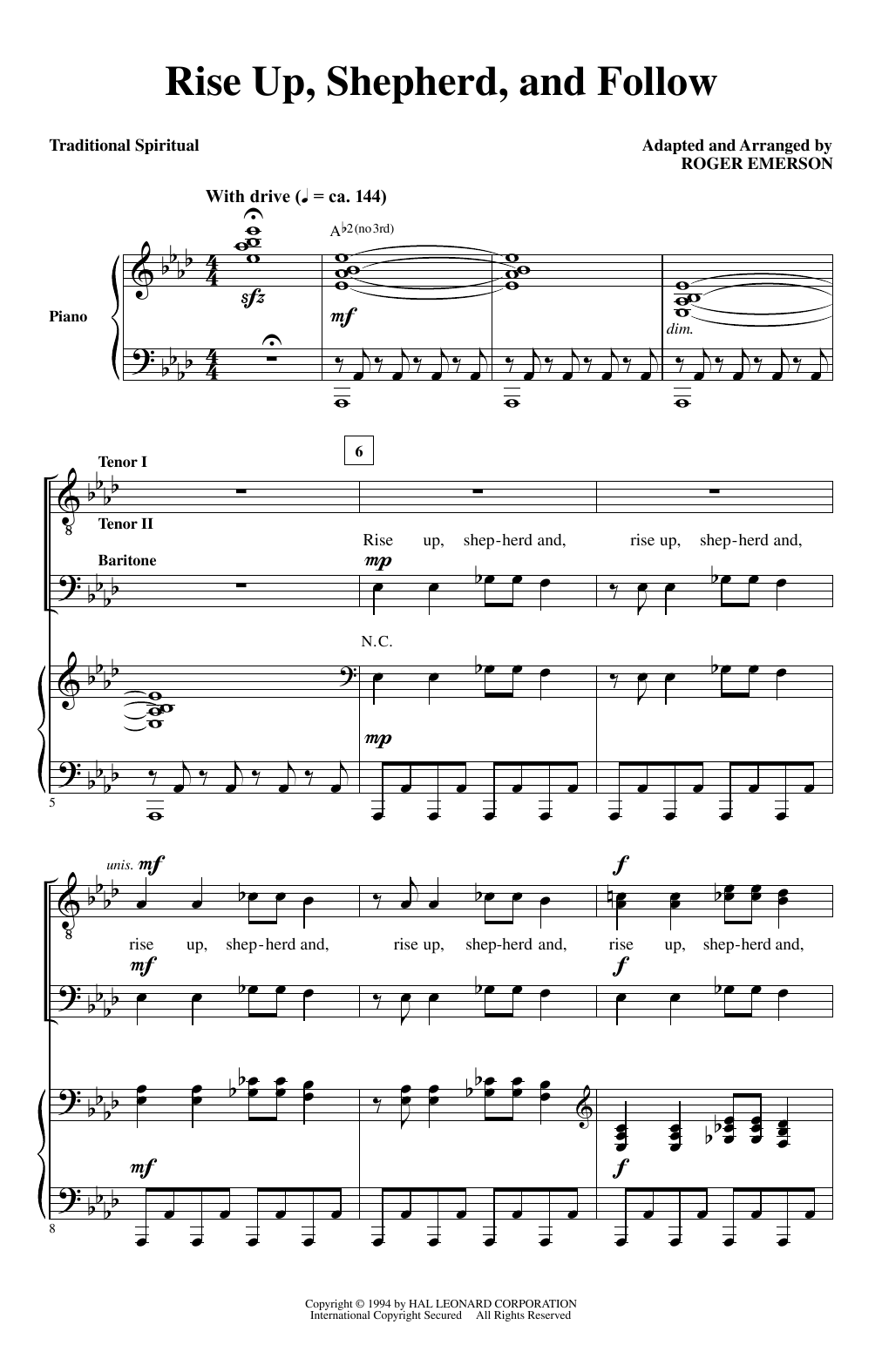 Roger Emerson Rise Up Shepherd And Follow Sheet Music Notes & Chords for TTBB - Download or Print PDF