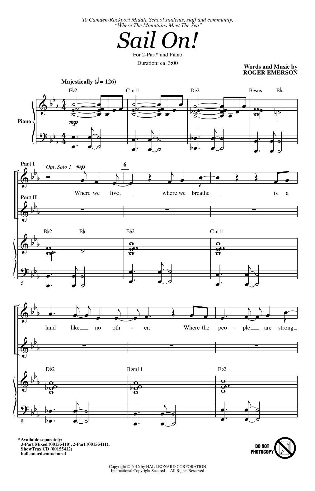 Roger Emerson Sail On! Sheet Music Notes & Chords for 3-Part Mixed - Download or Print PDF