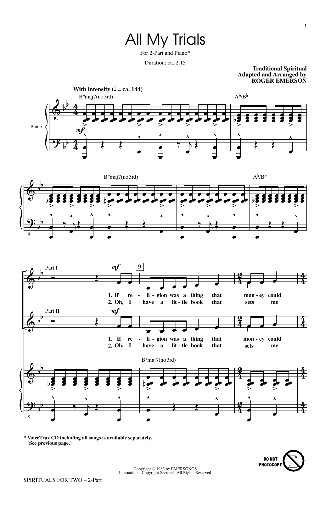 Roger Emerson Spirituals For Two (Collection) Sheet Music Notes & Chords for 2-Part Choir - Download or Print PDF