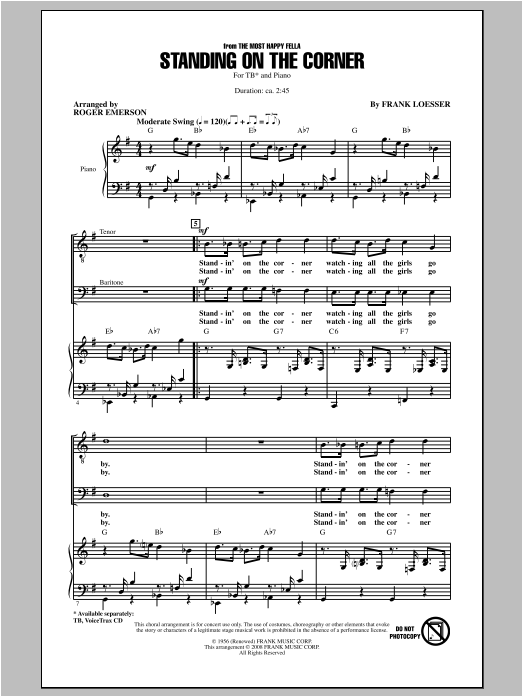 Roger Emerson Standing On The Corner Sheet Music Notes & Chords for TB - Download or Print PDF