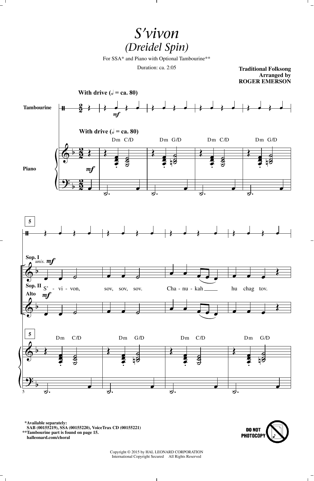 Roger Emerson S'vivon Sheet Music Notes & Chords for SAB - Download or Print PDF