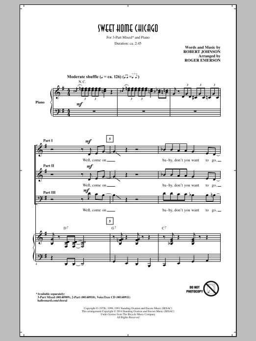 The Blues Brothers Sweet Home Chicago (arr. Roger Emerson) Sheet Music Notes & Chords for 2-Part Choir - Download or Print PDF