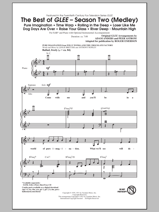 Roger Emerson The Best Of Glee (Season Two Medley) Sheet Music Notes & Chords for 2-Part Choir - Download or Print PDF
