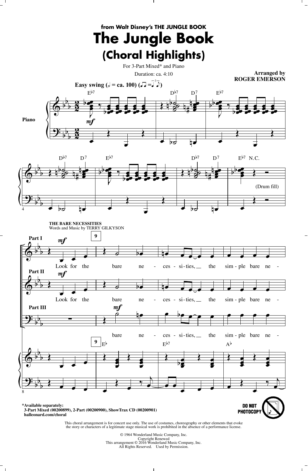 Roger Emerson The Jungle Book (Choral Highlights) Sheet Music Notes & Chords for 3-Part Mixed - Download or Print PDF