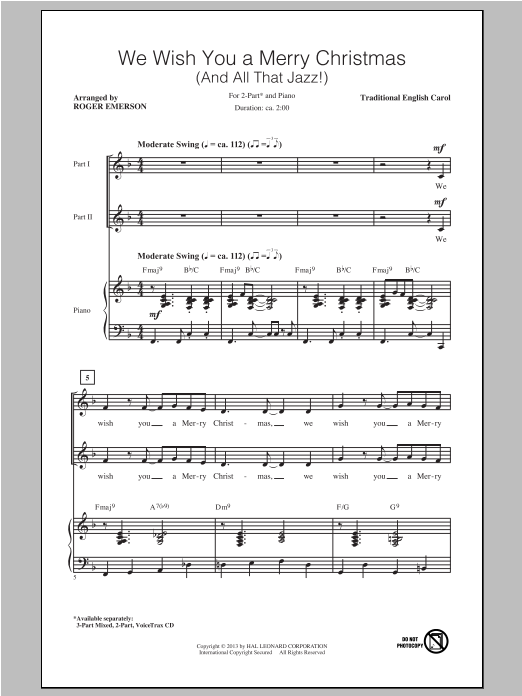 Traditional Carol We Wish You A Merry Christmas (arr. Roger Emerson) Sheet Music Notes & Chords for 3-Part Mixed - Download or Print PDF