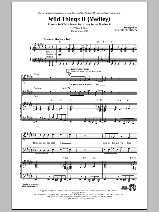 Roger Emerson Wild Things II (Medley) Sheet Music Notes & Chords for TBB - Download or Print PDF