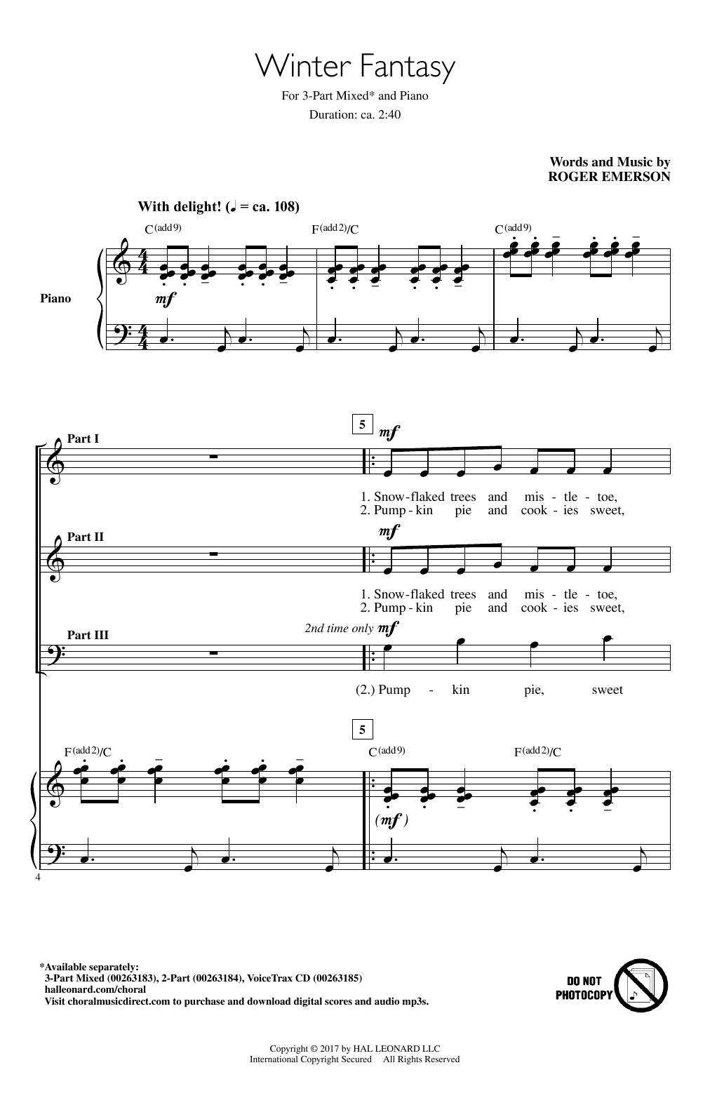 Roger Emerson Winter Fantasy Sheet Music Notes & Chords for 2-Part Choir - Download or Print PDF
