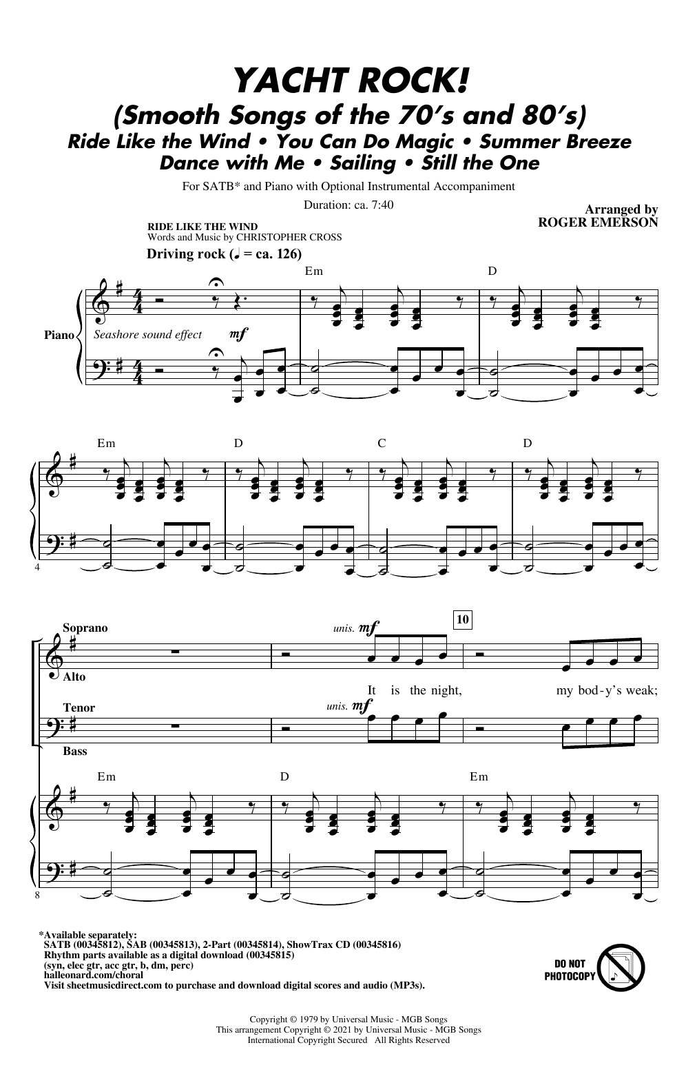 Roger Emerson Yacht Rock! (Smooth Songs of the '70s and '80s) Sheet Music Notes & Chords for 2-Part Choir - Download or Print PDF