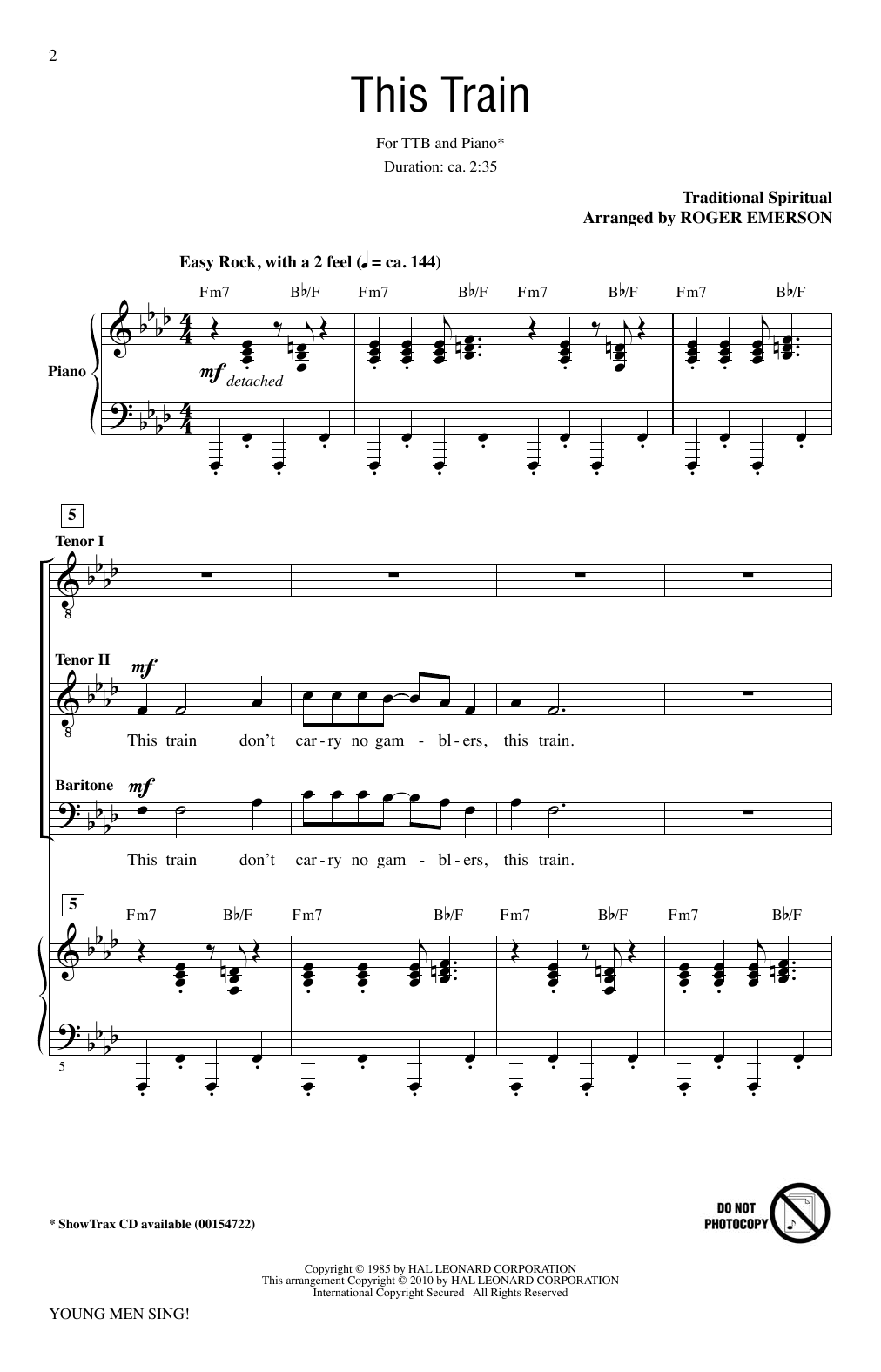 Roger Emerson Young Men Sing (Collection) Sheet Music Notes & Chords for TTBB - Download or Print PDF