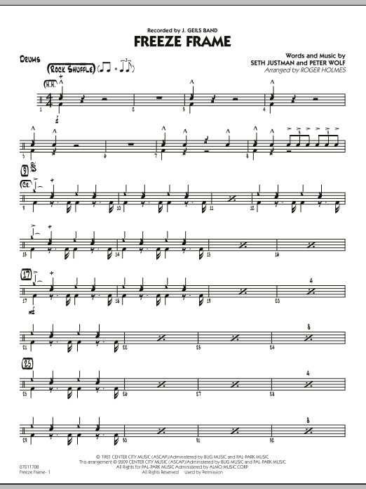 Roger Holmes Freeze Frame - Drums Sheet Music Notes & Chords for Jazz Ensemble - Download or Print PDF