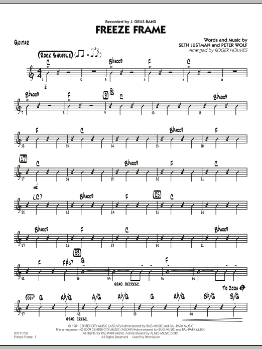 Roger Holmes Freeze Frame - Guitar Sheet Music Notes & Chords for Jazz Ensemble - Download or Print PDF