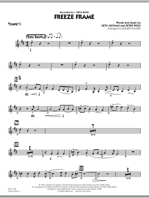 Roger Holmes Freeze Frame - Trumpet 2 Sheet Music Notes & Chords for Jazz Ensemble - Download or Print PDF