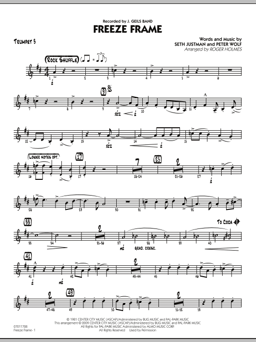 Roger Holmes Freeze Frame - Trumpet 3 Sheet Music Notes & Chords for Jazz Ensemble - Download or Print PDF