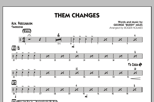 Roger Holmes Them Changes - Aux Percussion Sheet Music Notes & Chords for Jazz Ensemble - Download or Print PDF