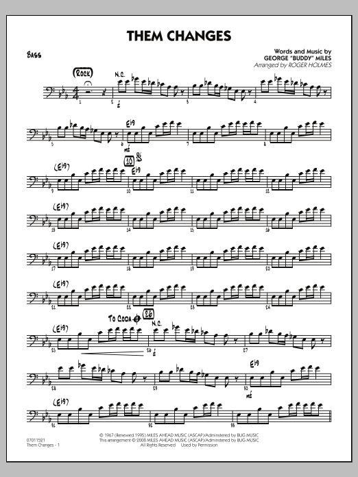 Roger Holmes Them Changes - Bass Sheet Music Notes & Chords for Jazz Ensemble - Download or Print PDF