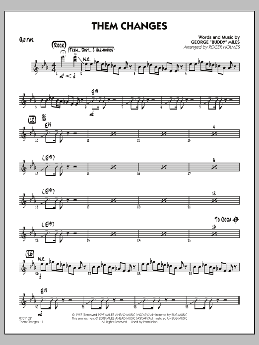 Roger Holmes Them Changes - Guitar Sheet Music Notes & Chords for Jazz Ensemble - Download or Print PDF