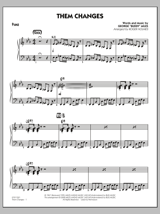 Roger Holmes Them Changes - Piano Sheet Music Notes & Chords for Jazz Ensemble - Download or Print PDF