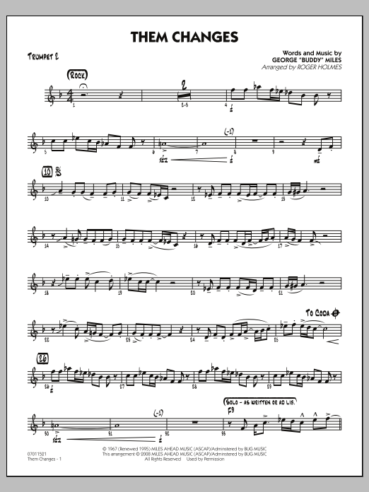 Roger Holmes Them Changes - Trumpet 2 Sheet Music Notes & Chords for Jazz Ensemble - Download or Print PDF