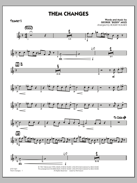 Roger Holmes Them Changes - Trumpet 3 Sheet Music Notes & Chords for Jazz Ensemble - Download or Print PDF
