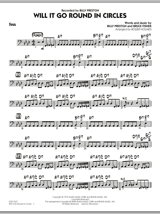 Roger Holmes Will It Go Round in Circles? - Bass Sheet Music Notes & Chords for Jazz Ensemble - Download or Print PDF