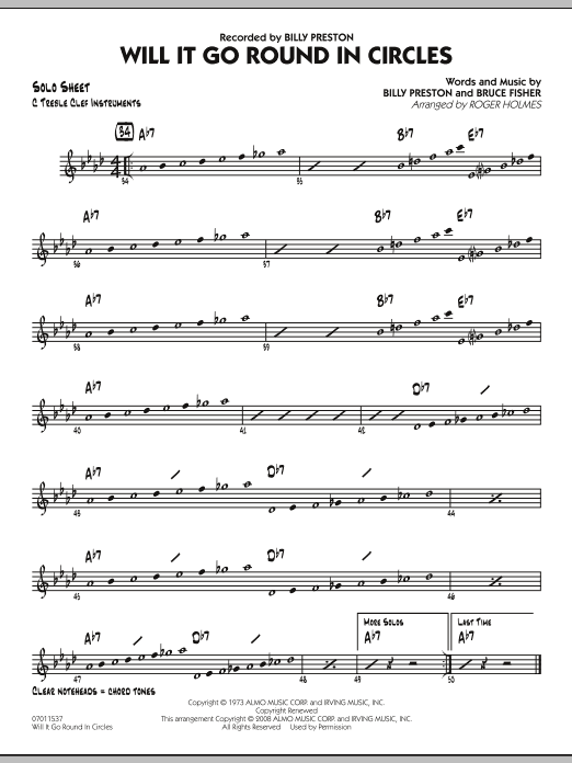 Roger Holmes Will It Go Round in Circles? - C Solo Sheet Sheet Music Notes & Chords for Jazz Ensemble - Download or Print PDF