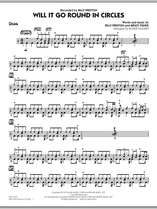 Roger Holmes Will It Go Round in Circles? - Drums Sheet Music Notes & Chords for Jazz Ensemble - Download or Print PDF