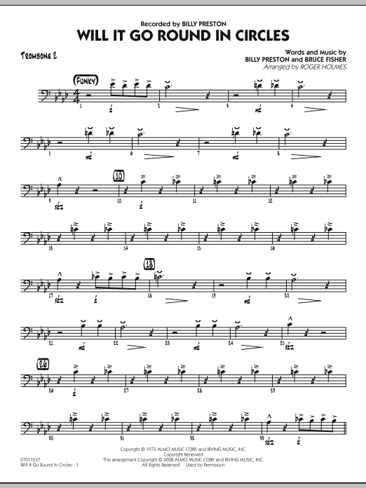 Roger Holmes Will It Go Round in Circles? - Trombone 2 Sheet Music Notes & Chords for Jazz Ensemble - Download or Print PDF
