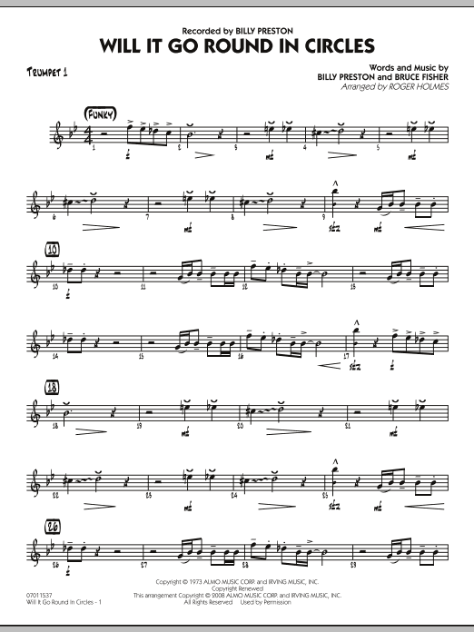 Roger Holmes Will It Go Round in Circles? - Trumpet 1 Sheet Music Notes & Chords for Jazz Ensemble - Download or Print PDF