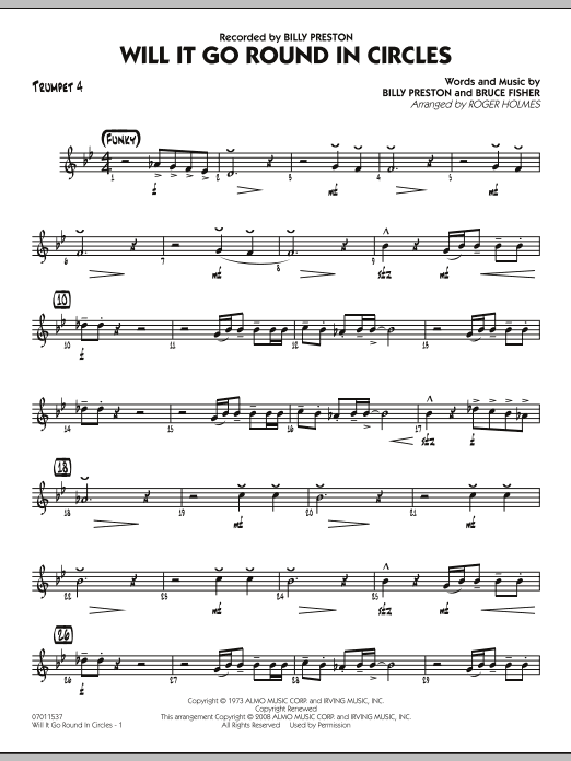 Roger Holmes Will It Go Round in Circles? - Trumpet 4 Sheet Music Notes & Chords for Jazz Ensemble - Download or Print PDF