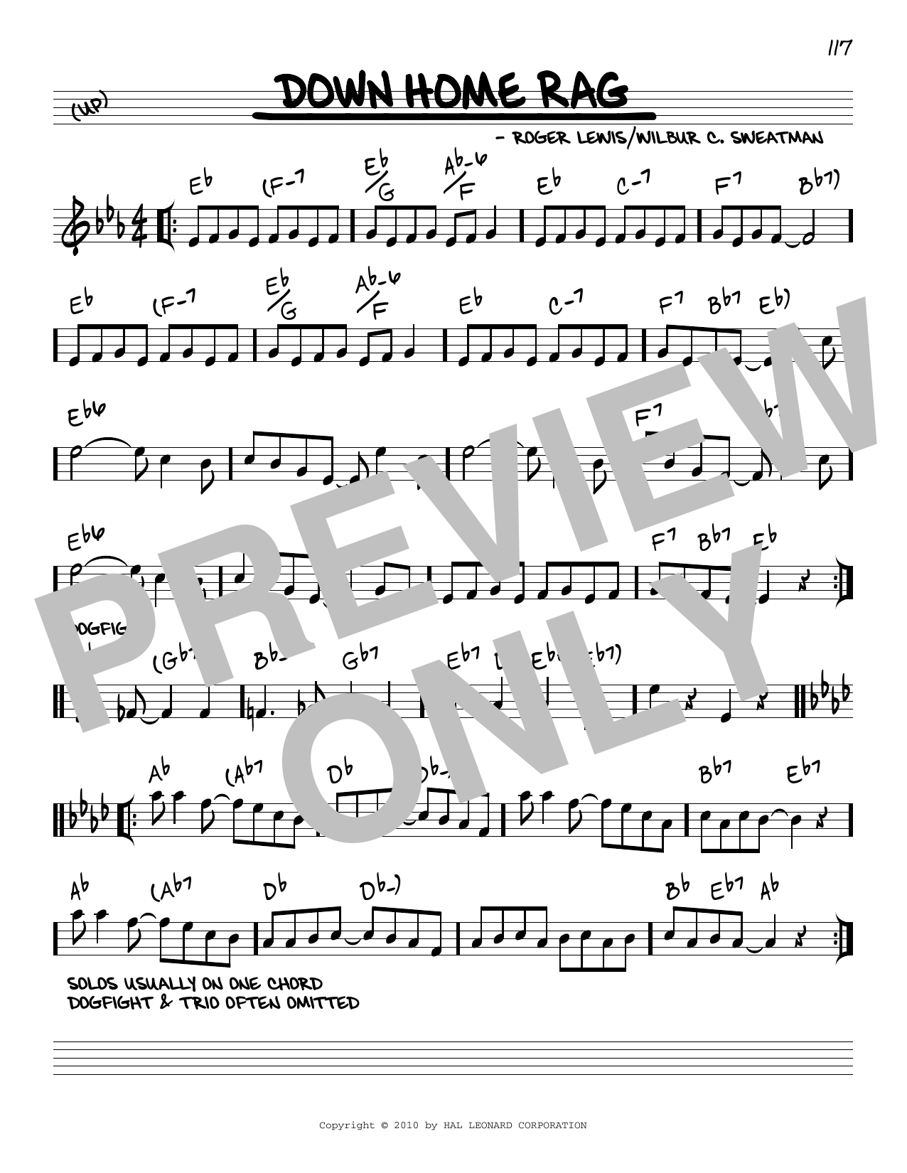 Roger Lewis Down Home Rag (arr. Robert Rawlins) Sheet Music Notes & Chords for Real Book – Melody, Lyrics & Chords - Download or Print PDF