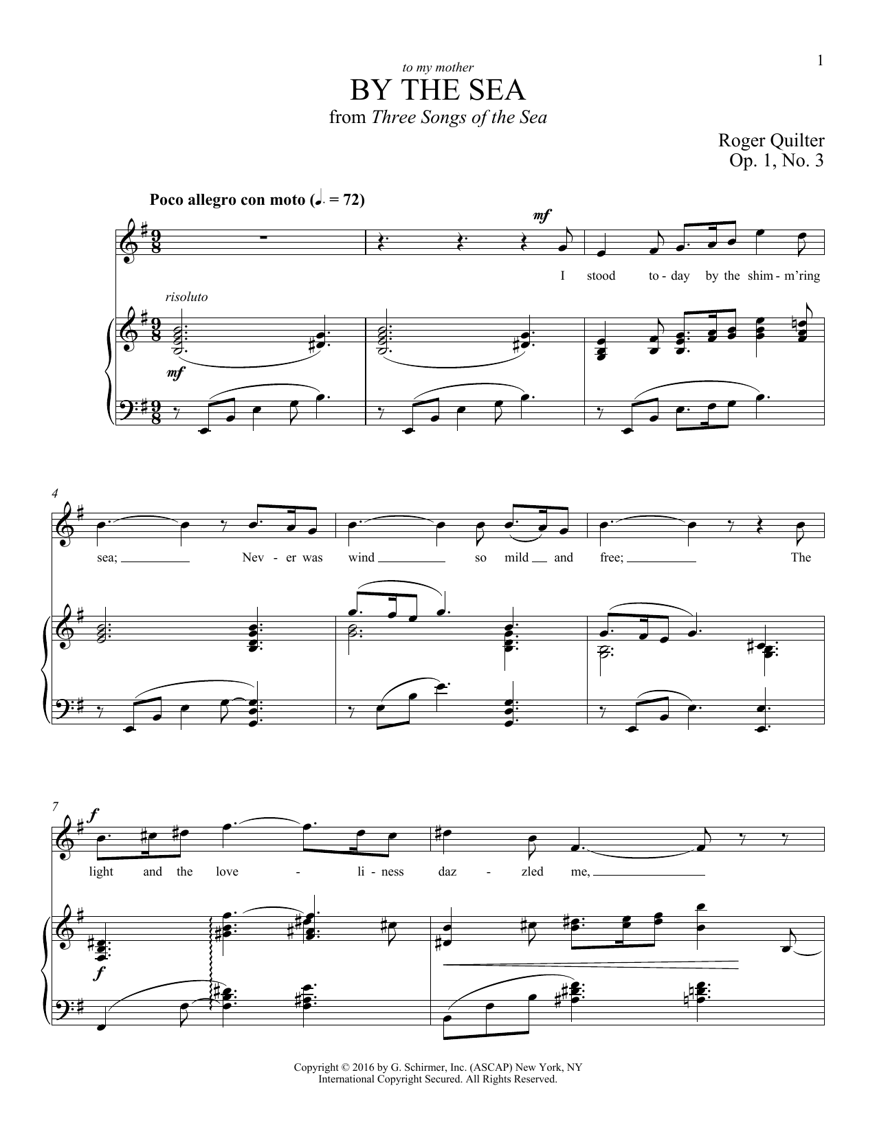 Roger Quilter By The Sea Sheet Music Notes & Chords for Piano & Vocal - Download or Print PDF
