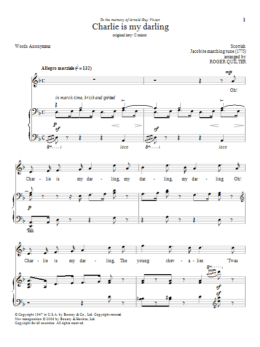 Roger Quilter Charlie Is My Darling Sheet Music Notes & Chords for Piano & Vocal - Download or Print PDF
