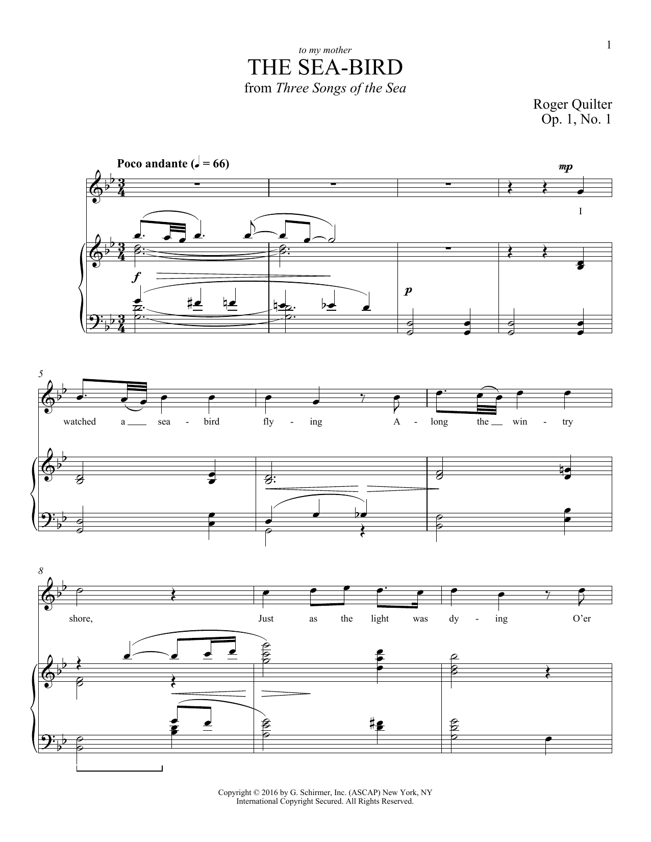 Roger Quilter The Sea-Bird Sheet Music Notes & Chords for Piano & Vocal - Download or Print PDF